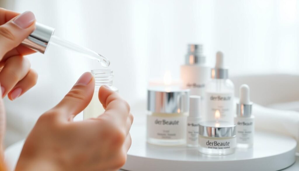 A close-up view of a derBeaute skincare routine, depicting the step-by-step process of post-eyebrow treatment care. In the foreground, a hand gently applies a nourishing face serum with a dropper, while the middle ground showcases a selection of derBeaute products including a jar of moisturizer and a small bottle of eye cream. The background is a soft, blurred scene with subtle lighting, creating a calming and relaxing atmosphere. The overall image conveys a sense of tranquility and the importance of proper post-treatment skincare for optimal results. A close-up view of a derBeaute skincare routine, depicting the step-by-step process of post-eyebrow treatment care. In the foreground, a hand gently applies a nourishing face serum with a dropper, while the middle ground showcases a selection of derBeaute products including a jar of moisturizer and a small bottle of eye cream. The background is a soft, blurred scene with subtle lighting, creating a calming and relaxing atmosphere. The overall image conveys a sense of tranquility and the importance of proper post-treatment skincare for optimal results.