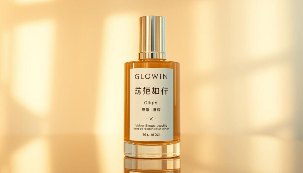 A high-quality, close-up photograph of a skin-care product bottle labeled "Glowin Beaute Oligio X 原美電波效果持久性", set against a softly blurred, elegant background. The bottle has a sleek, modern design with minimalist branding and packaging. Warm, natural lighting illuminates the product, highlighting its glossy, reflective surface and creating a sense of depth and dimension. The image conveys a premium, high-end aesthetic that aligns with the "效果持久性與維護" theme, showcasing the product's durability and long-lasting results. A high-quality, close-up photograph of a skin-care product bottle labeled "Glowin Beaute Oligio X 原美電波效果持久性", set against a softly blurred, elegant background. The bottle has a sleek, modern design with minimalist branding and packaging. Warm, natural lighting illuminates the product, highlighting its glossy, reflective surface and creating a sense of depth and dimension. The image conveys a premium, high-end aesthetic that aligns with the "效果持久性與維護" theme, showcasing the product's durability and long-lasting results.